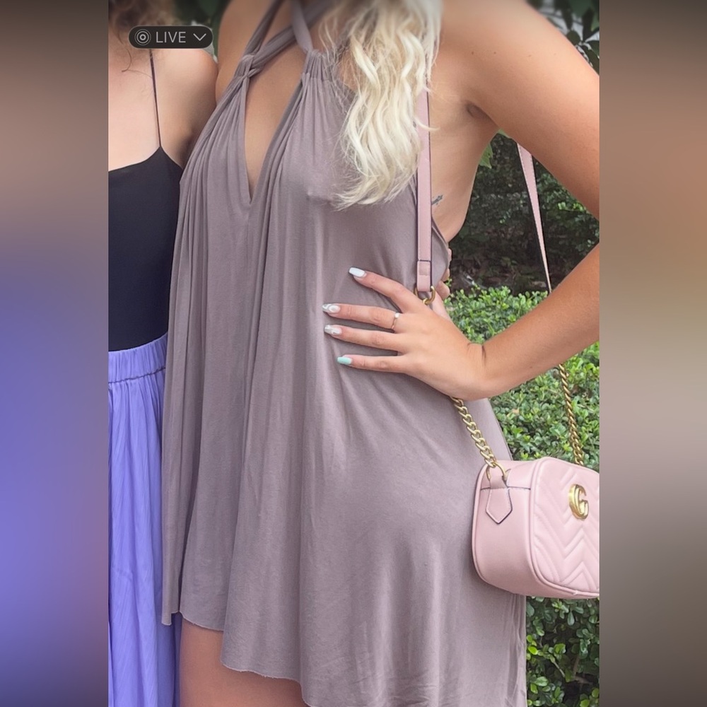 Free People Cream Halter Backless Sundress